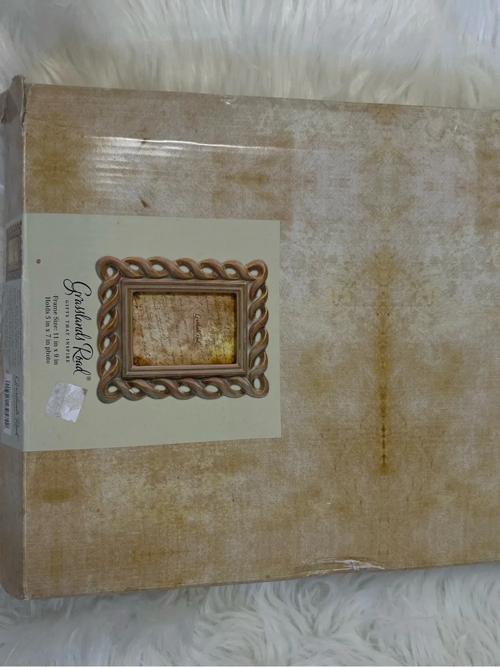 Vintage Grasslands Road Twisted Rope Ceramic Picture Frame 11x9 Neutral Beige